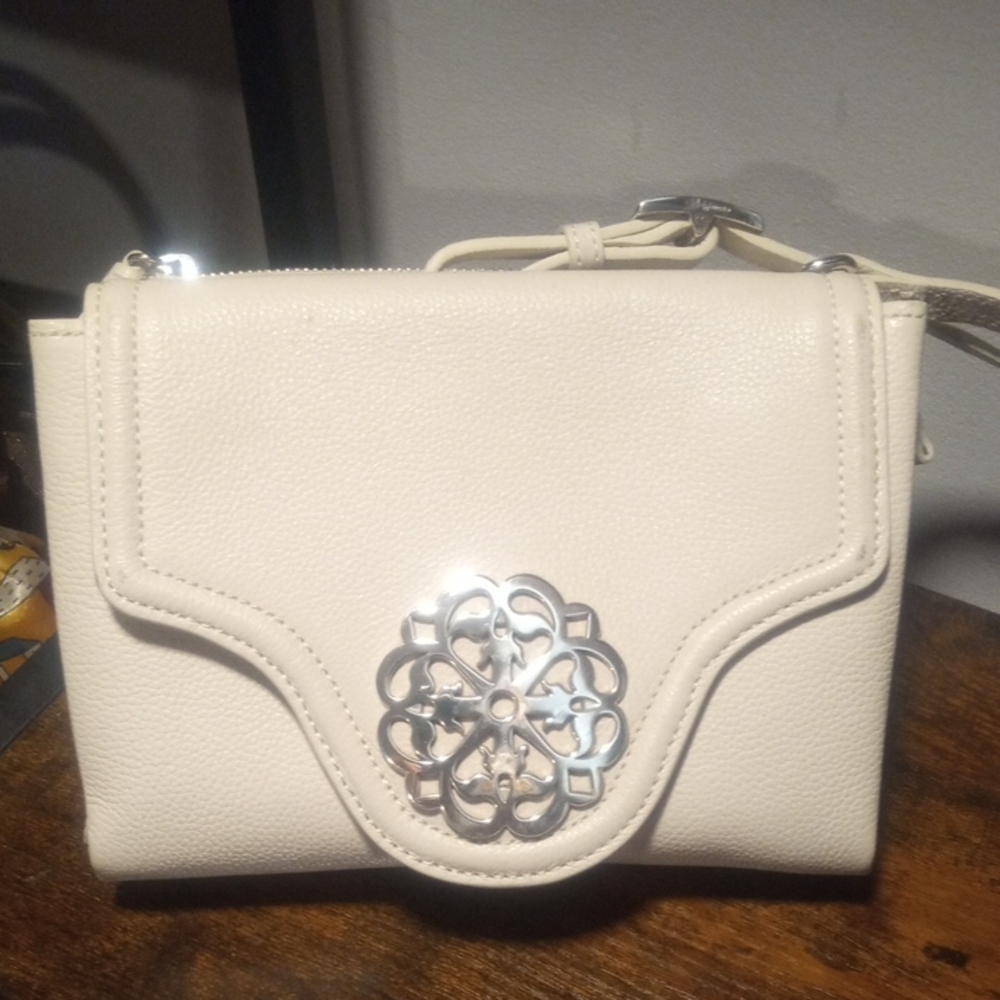 Brighton White Leather Crossbody Bag
